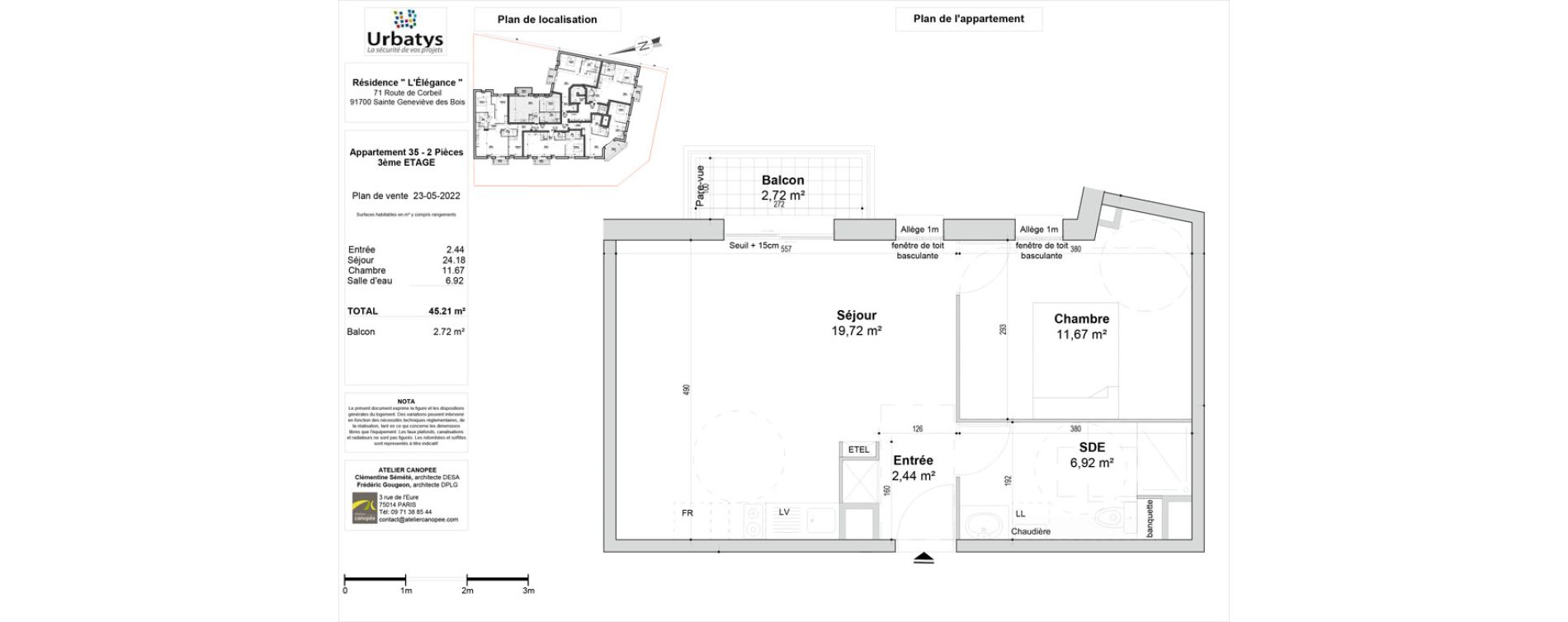 Appartement T2 de 45,21 m2 &agrave; Sainte-Genevi&egrave;ve-Des-Bois Ferdinand buisson