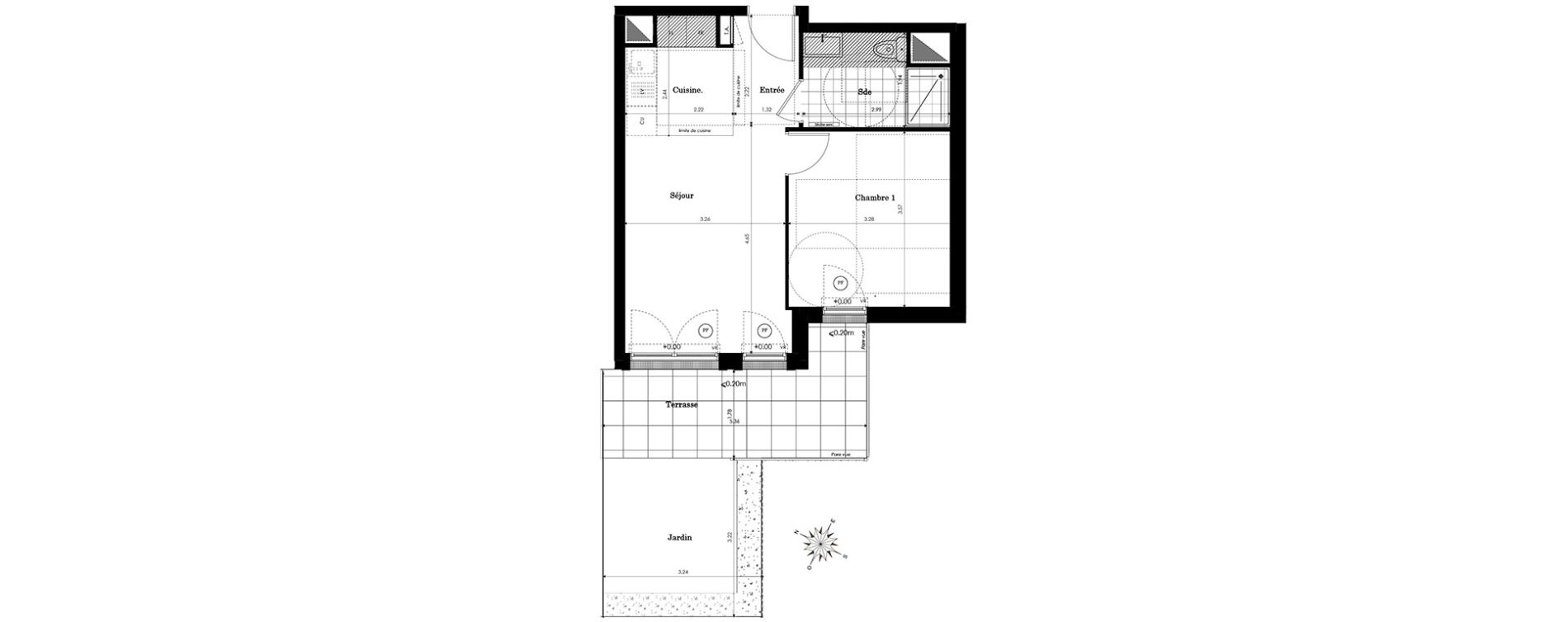 Appartement T2 de 39,38 m2 &agrave; Sainte-Genevi&egrave;ve-Des-Bois Centre