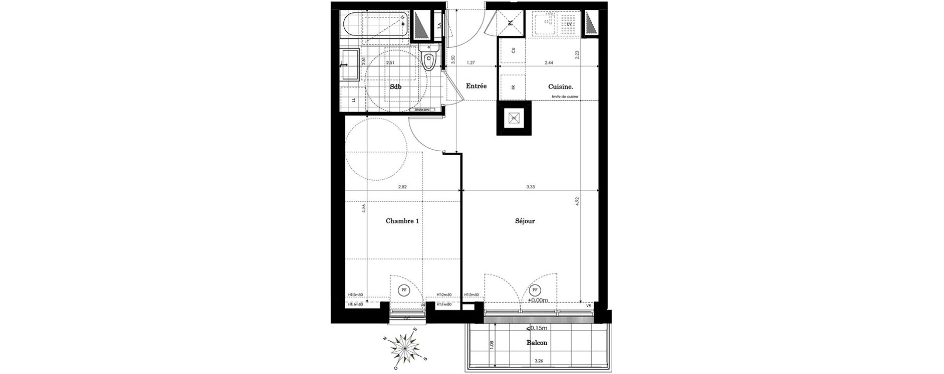 Appartement T2 de 42,99 m2 &agrave; Sainte-Genevi&egrave;ve-Des-Bois Centre