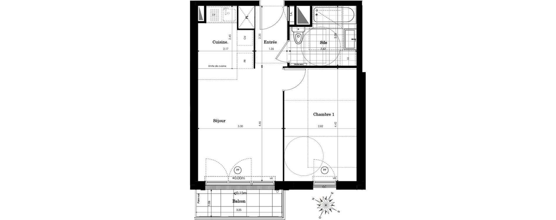 Appartement T2 de 40,53 m2 &agrave; Sainte-Genevi&egrave;ve-Des-Bois Centre