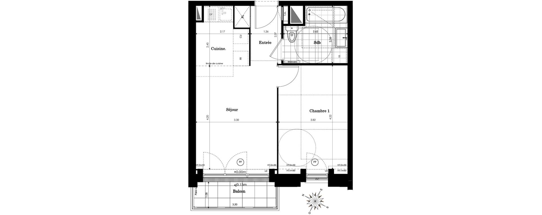 Appartement T2 de 39,95 m2 &agrave; Sainte-Genevi&egrave;ve-Des-Bois Centre