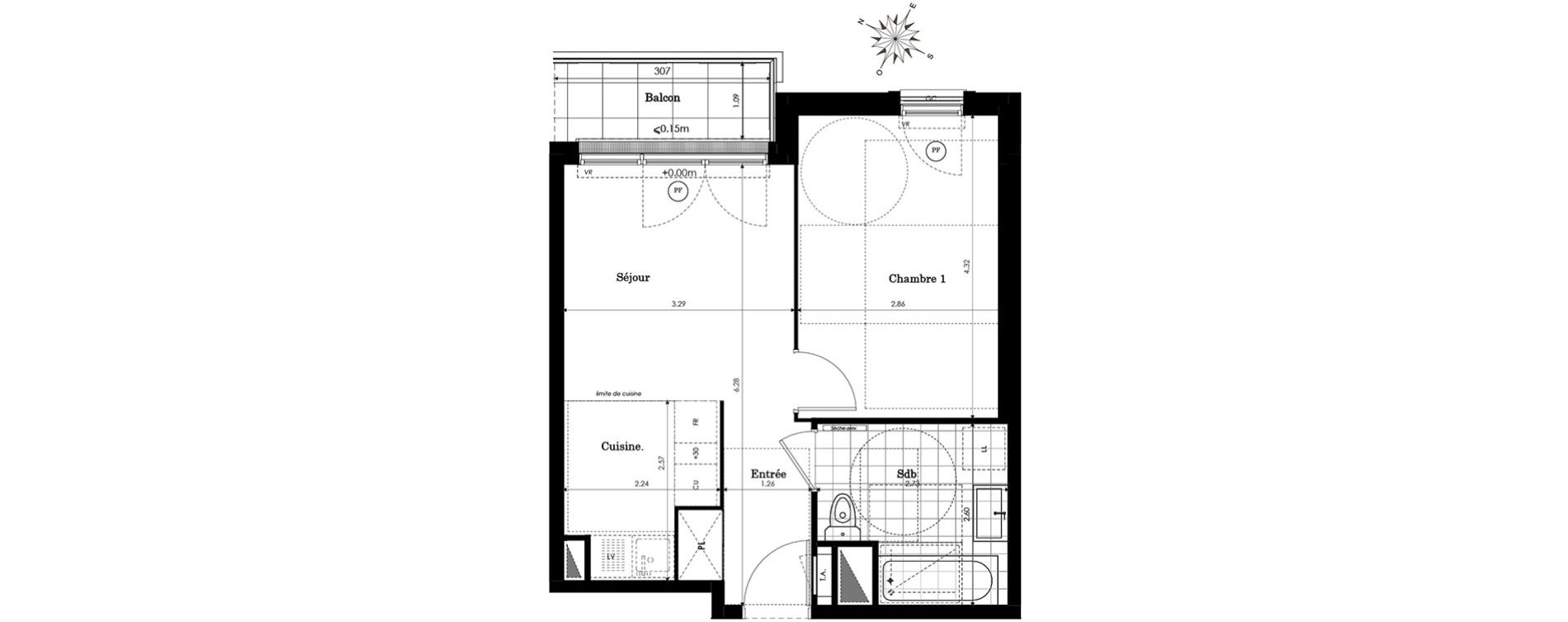Appartement T2 de 38,77 m2 &agrave; Sainte-Genevi&egrave;ve-Des-Bois Centre