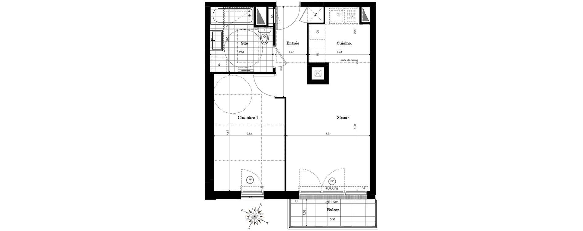 Appartement T2 de 43,29 m2 &agrave; Sainte-Genevi&egrave;ve-Des-Bois Centre