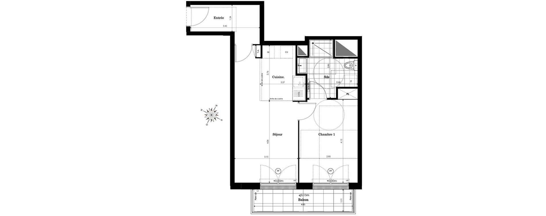 Appartement T2 de 45,32 m2 &agrave; Sainte-Genevi&egrave;ve-Des-Bois Centre