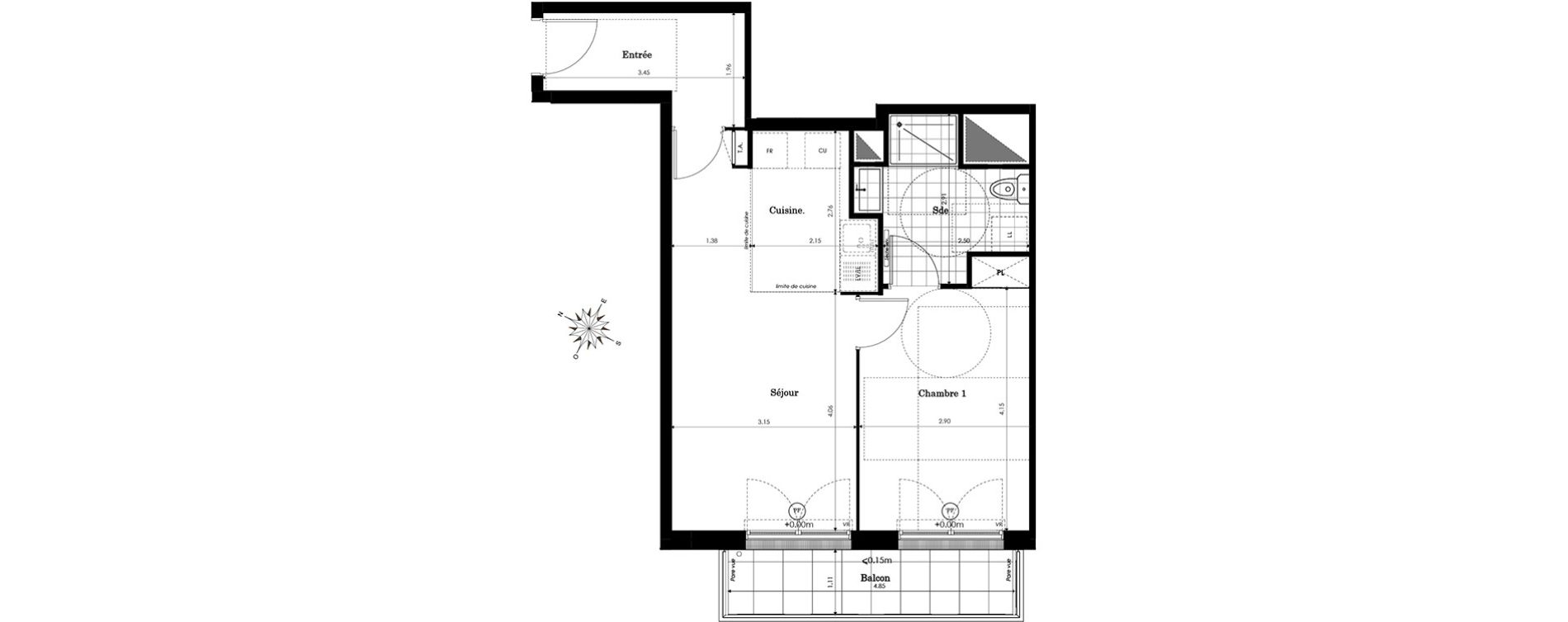 Appartement T2 de 45,32 m2 &agrave; Sainte-Genevi&egrave;ve-Des-Bois Centre
