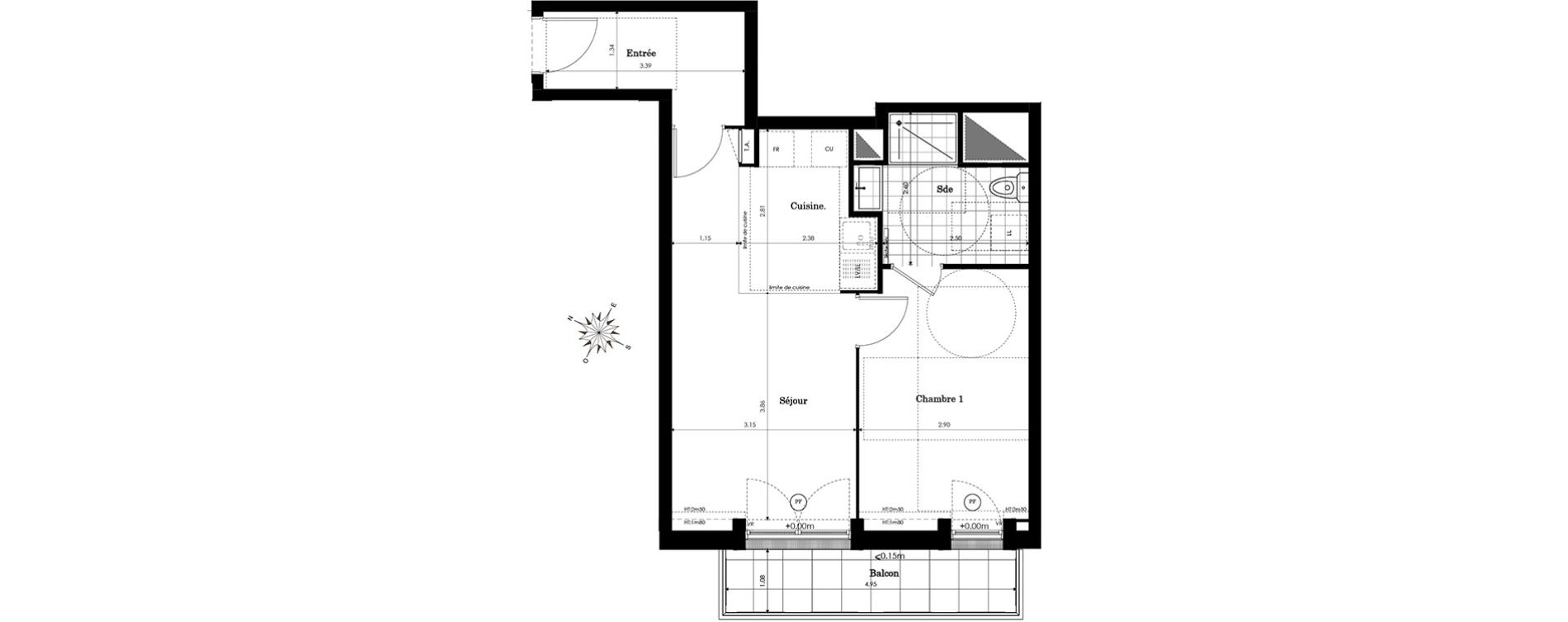 Appartement T2 de 44,86 m2 &agrave; Sainte-Genevi&egrave;ve-Des-Bois Centre