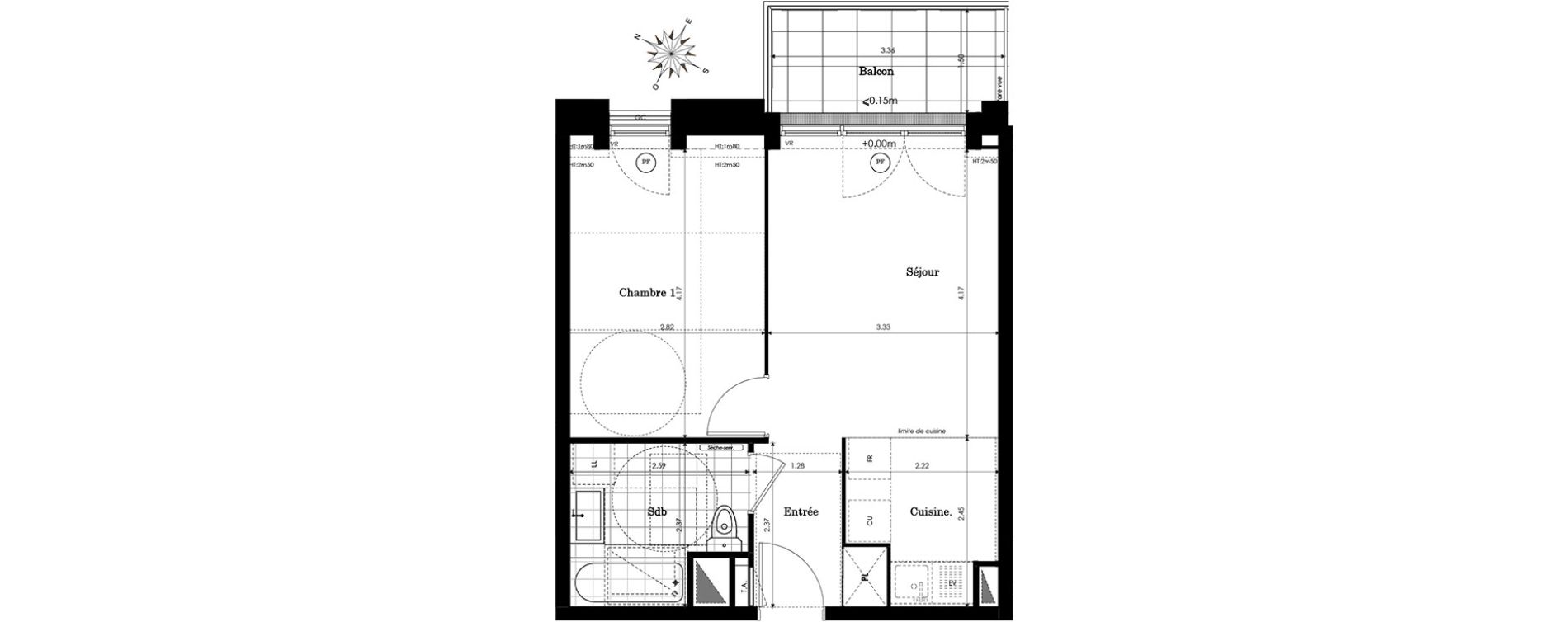 Appartement T2 de 40,05 m2 &agrave; Sainte-Genevi&egrave;ve-Des-Bois Centre
