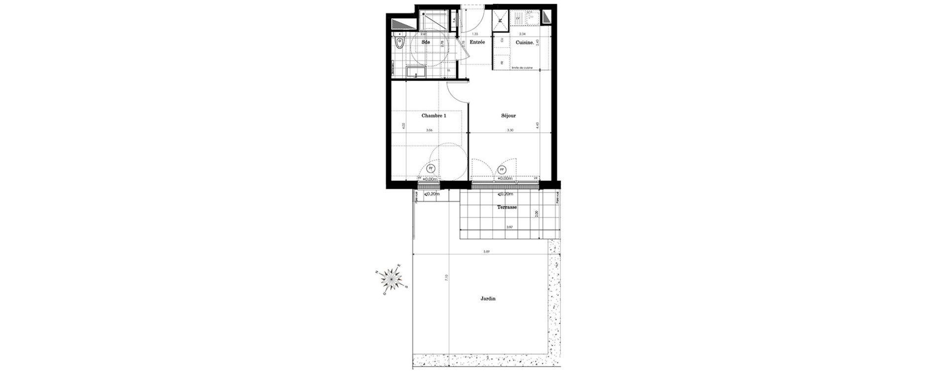 Appartement T2 de 41,71 m2 &agrave; Sainte-Genevi&egrave;ve-Des-Bois Centre
