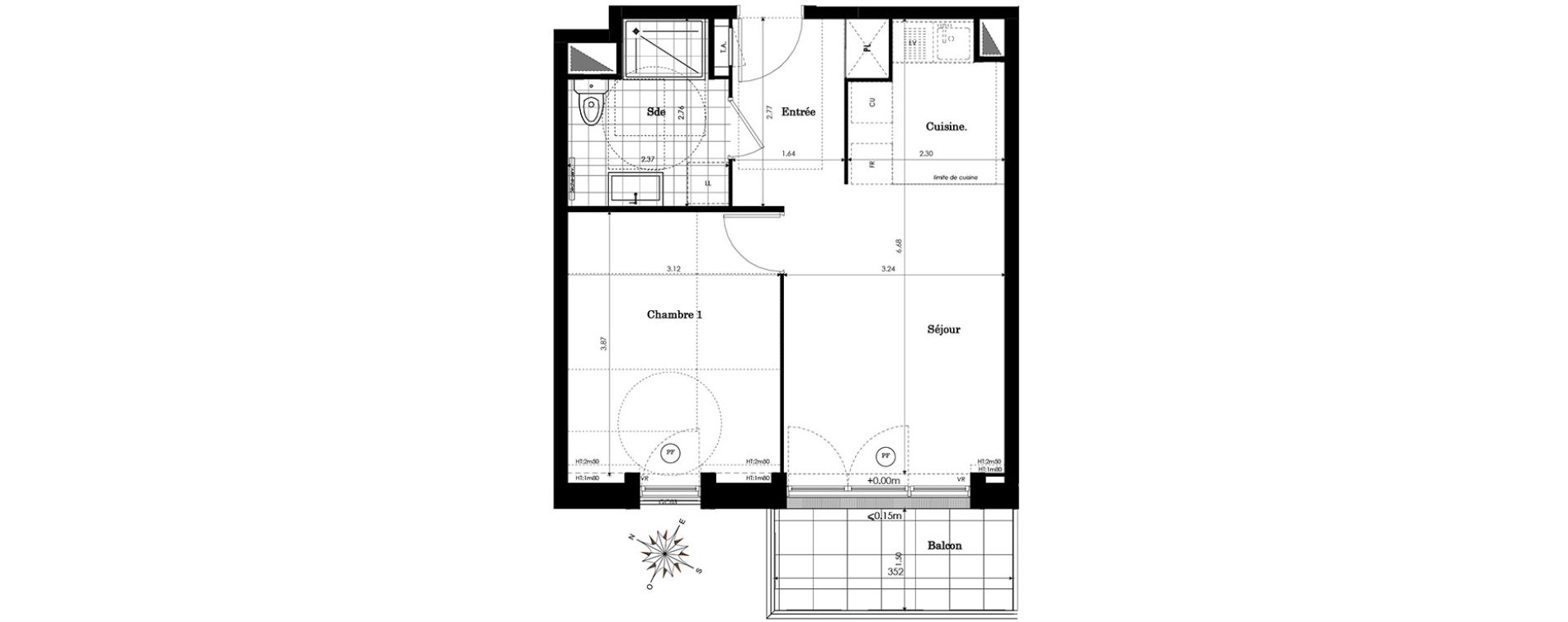 Appartement T2 de 41,48 m2 &agrave; Sainte-Genevi&egrave;ve-Des-Bois Centre
