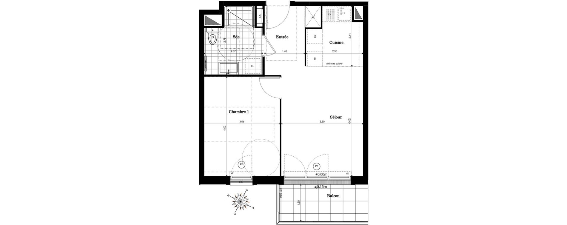 Appartement T2 de 41,97 m2 &agrave; Sainte-Genevi&egrave;ve-Des-Bois Centre