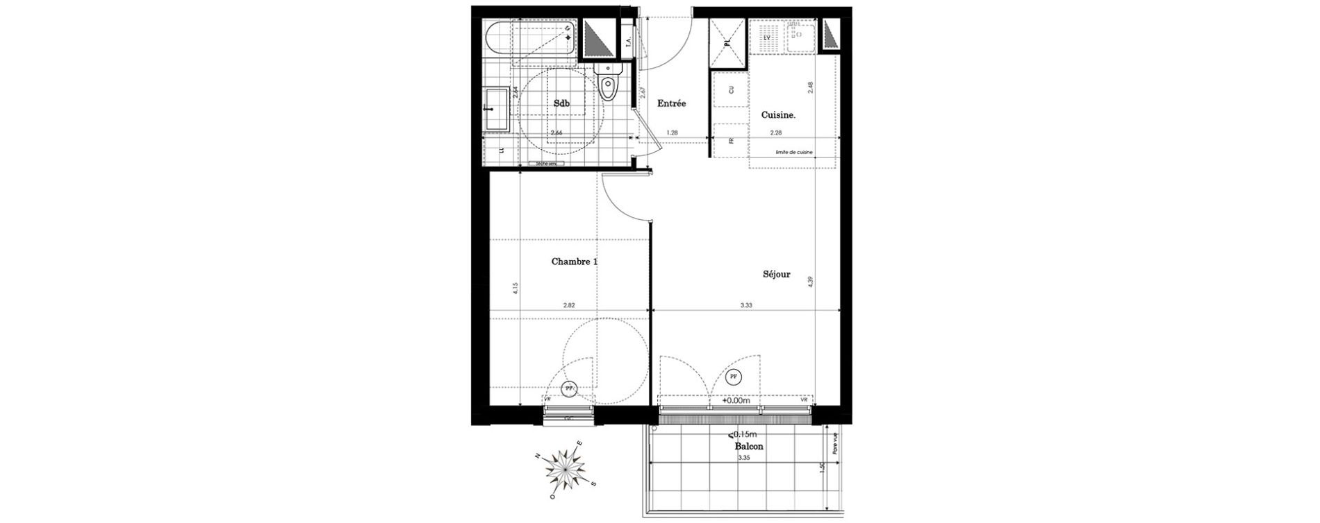 Appartement T2 de 41,17 m2 &agrave; Sainte-Genevi&egrave;ve-Des-Bois Centre