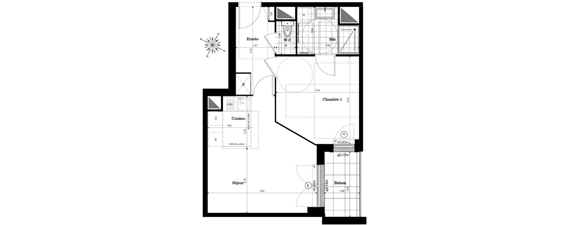 Appartement T2 de 44,19 m2 &agrave; Sainte-Genevi&egrave;ve-Des-Bois Centre