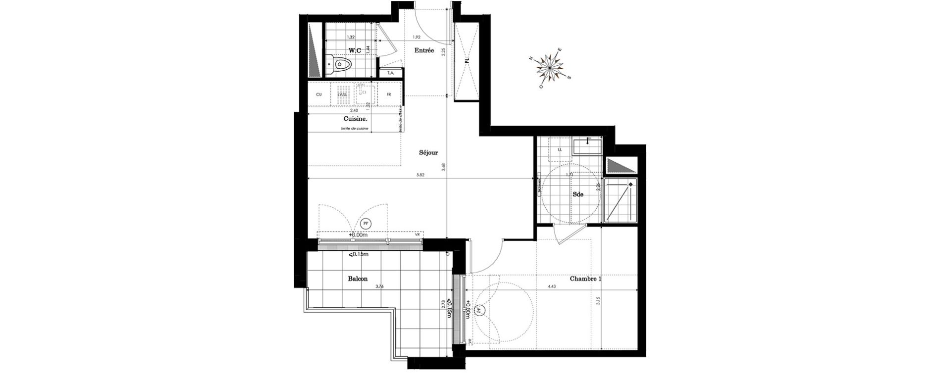 Appartement T2 de 46,10 m2 &agrave; Sainte-Genevi&egrave;ve-Des-Bois Centre