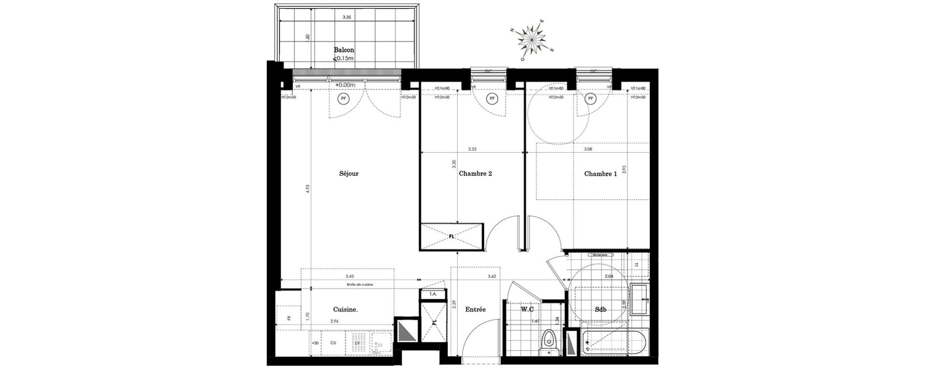 Appartement T3 de 59,13 m2 &agrave; Sainte-Genevi&egrave;ve-Des-Bois Centre