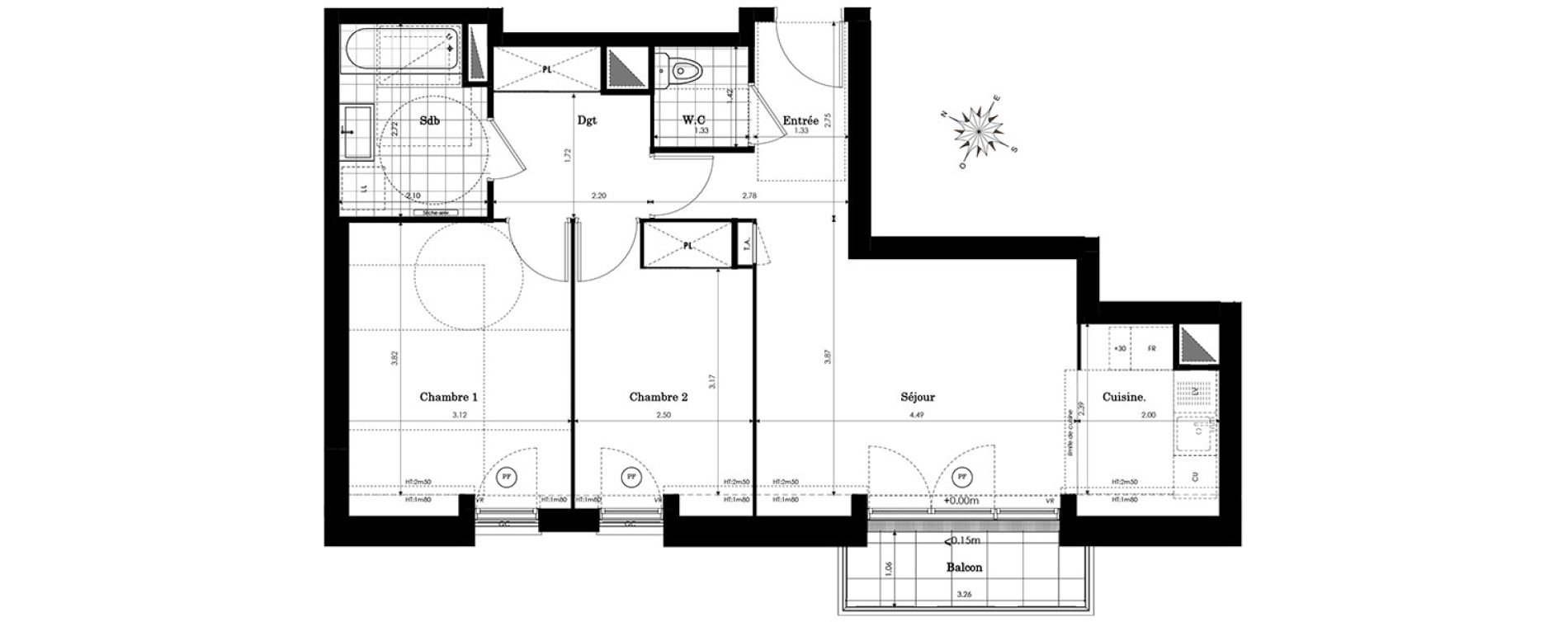 Appartement T3 de 59,22 m2 &agrave; Sainte-Genevi&egrave;ve-Des-Bois Centre