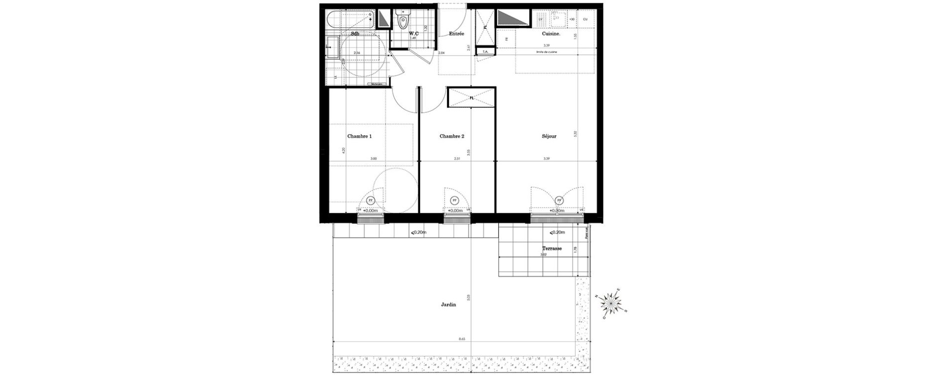 Appartement T3 de 59,62 m2 &agrave; Sainte-Genevi&egrave;ve-Des-Bois Centre