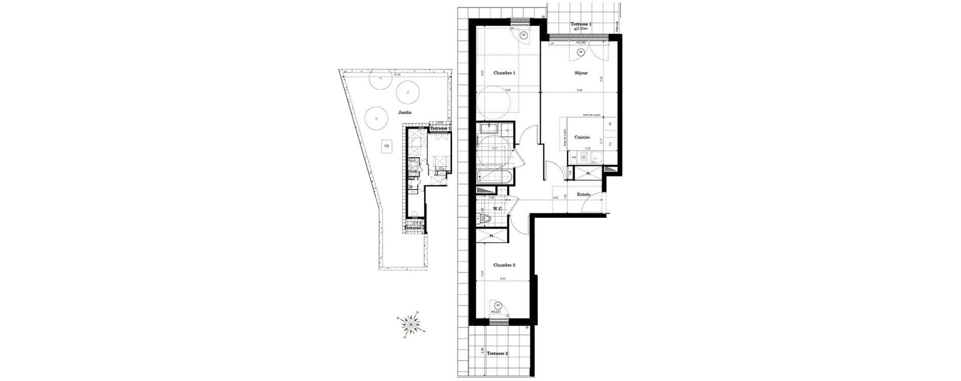 Appartement T3 de 60,34 m2 &agrave; Sainte-Genevi&egrave;ve-Des-Bois Centre