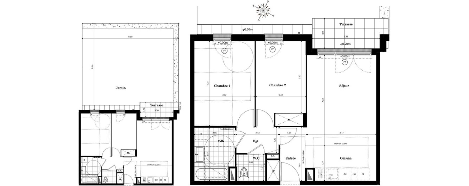 Appartement T3 de 58,97 m2 &agrave; Sainte-Genevi&egrave;ve-Des-Bois Centre