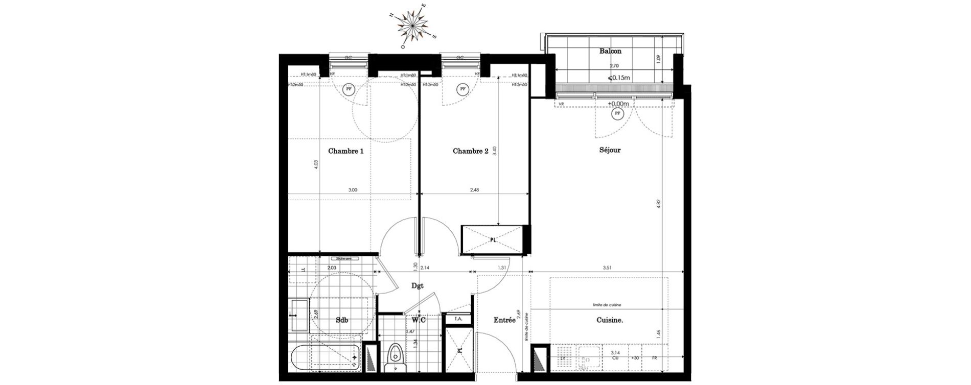 Appartement T3 de 58,22 m2 &agrave; Sainte-Genevi&egrave;ve-Des-Bois Centre