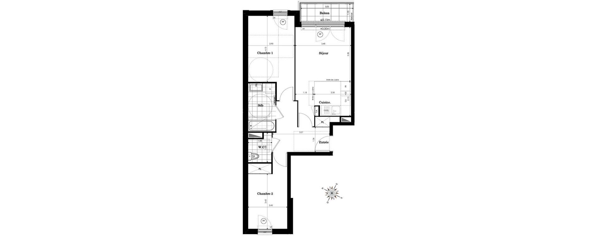 Appartement T3 de 59,24 m2 &agrave; Sainte-Genevi&egrave;ve-Des-Bois Centre