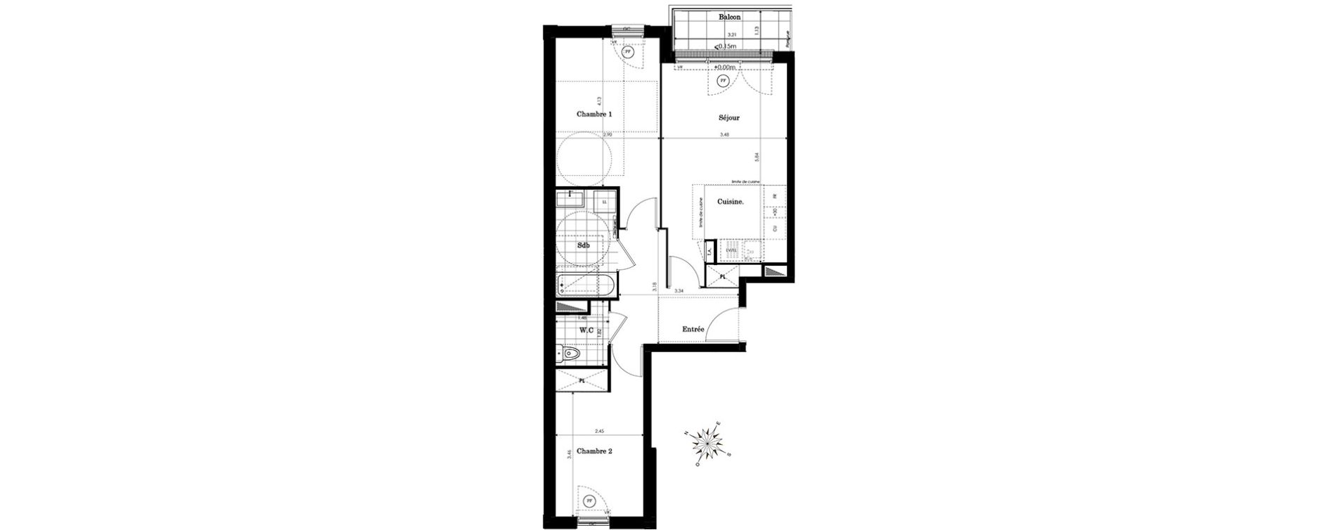 Appartement T3 de 59,24 m2 &agrave; Sainte-Genevi&egrave;ve-Des-Bois Centre
