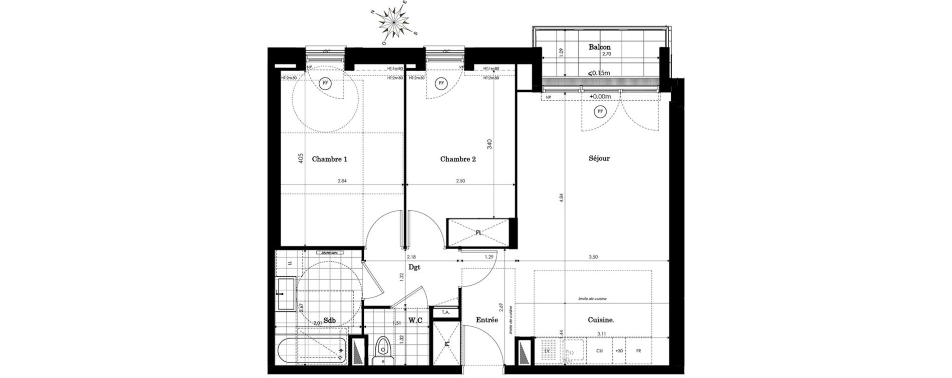 Appartement T3 de 57,62 m2 &agrave; Sainte-Genevi&egrave;ve-Des-Bois Centre
