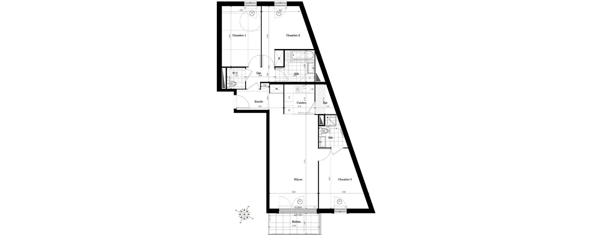 Appartement T4 de 86,82 m2 &agrave; Sainte-Genevi&egrave;ve-Des-Bois Centre