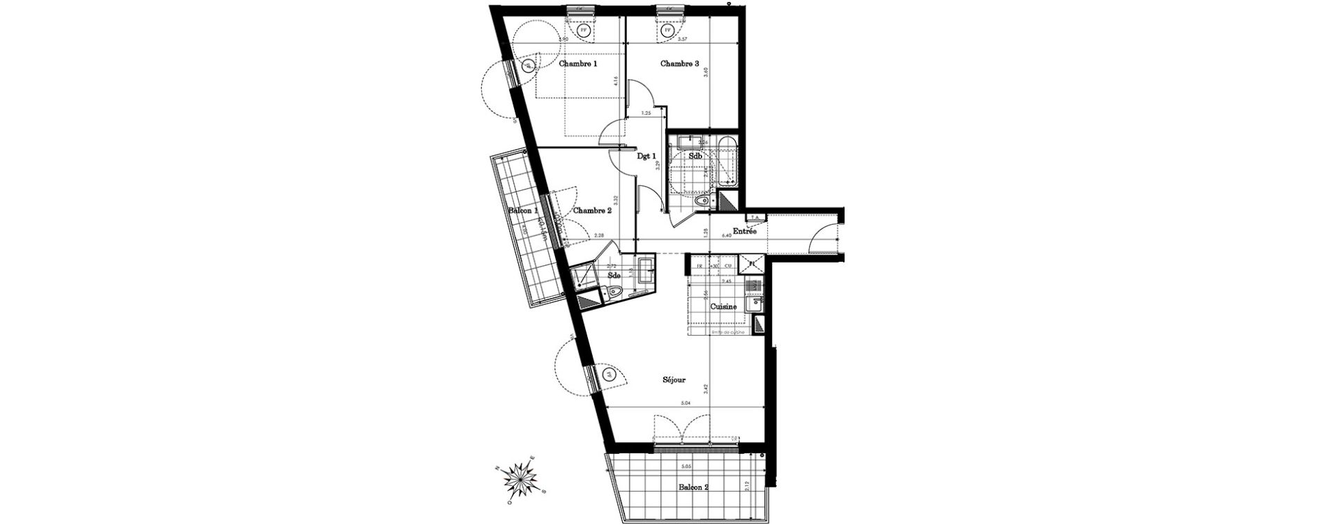 Appartement T4 de 83,40 m2 &agrave; Sainte-Genevi&egrave;ve-Des-Bois Centre