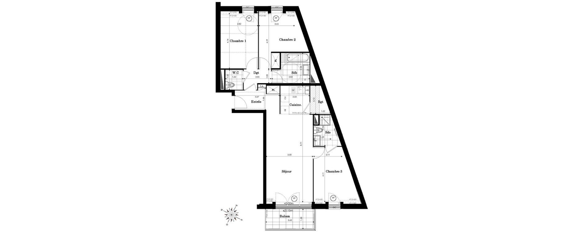 Appartement T4 de 88,81 m2 &agrave; Sainte-Genevi&egrave;ve-Des-Bois Centre