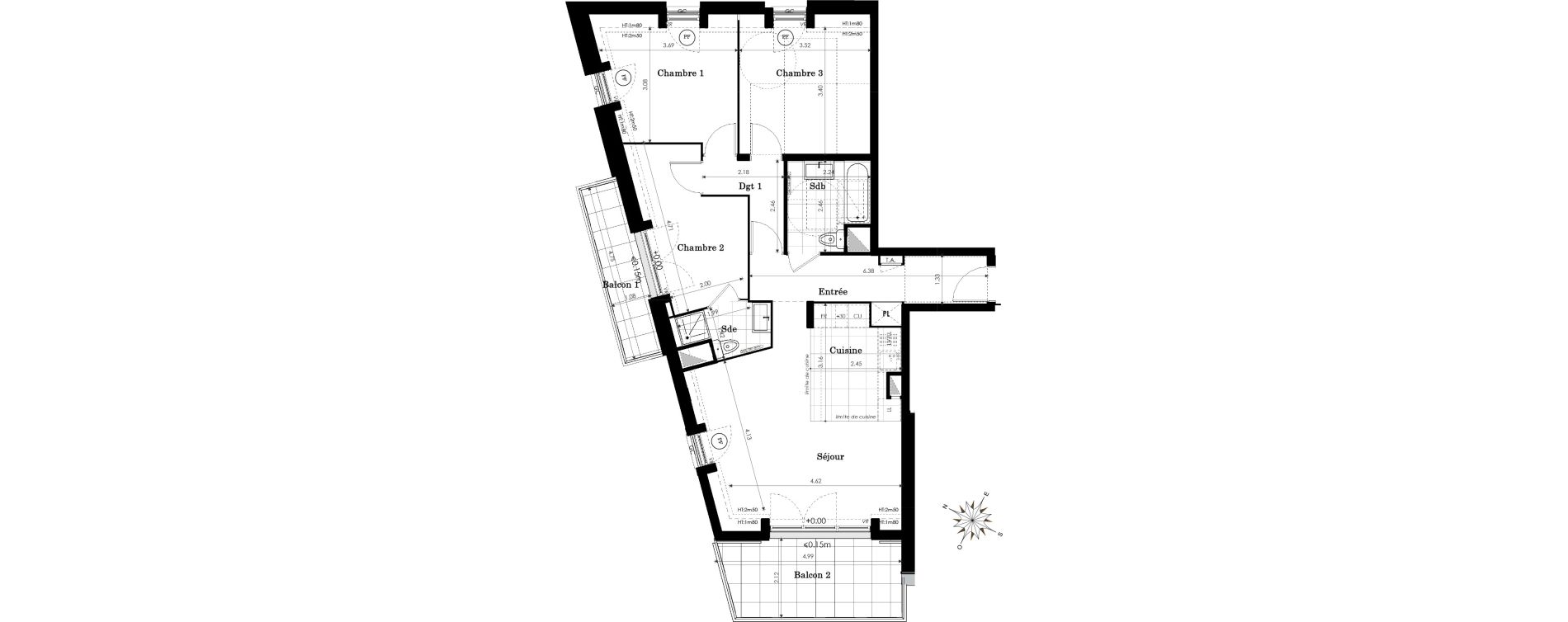 Appartement T4 de 79,74 m2 &agrave; Sainte-Genevi&egrave;ve-Des-Bois Centre