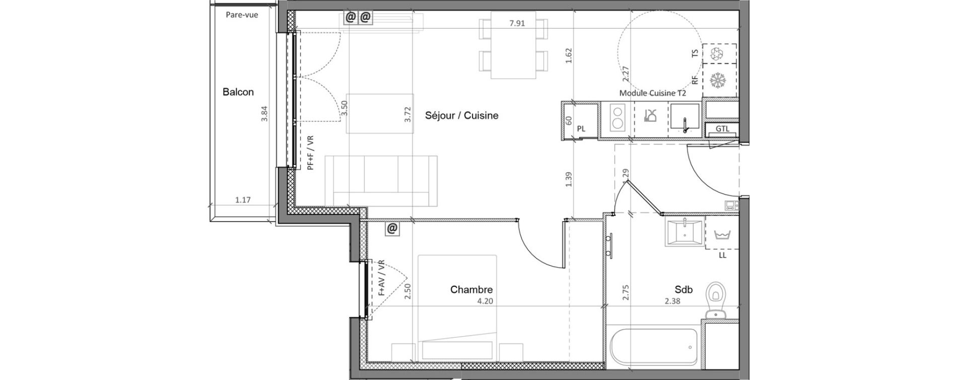 Appartement T2 de 44,64 m2 &agrave; Sainte-Genevi&egrave;ve-Des-Bois Victor hugo