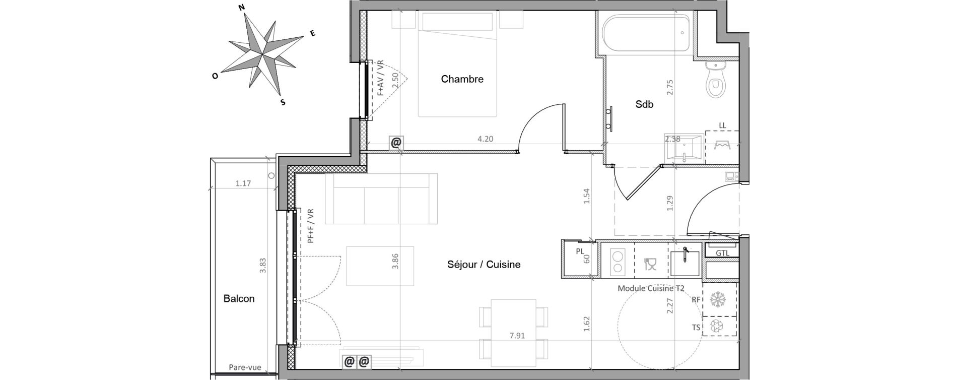 Appartement T2 de 45,10 m2 &agrave; Sainte-Genevi&egrave;ve-Des-Bois Victor hugo