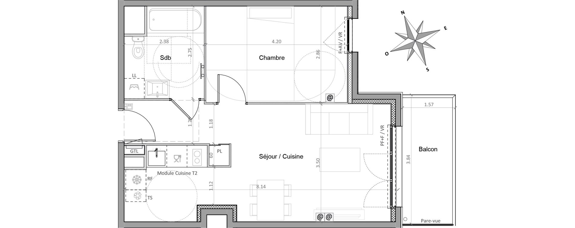 Appartement T2 de 44,61 m2 &agrave; Sainte-Genevi&egrave;ve-Des-Bois Victor hugo
