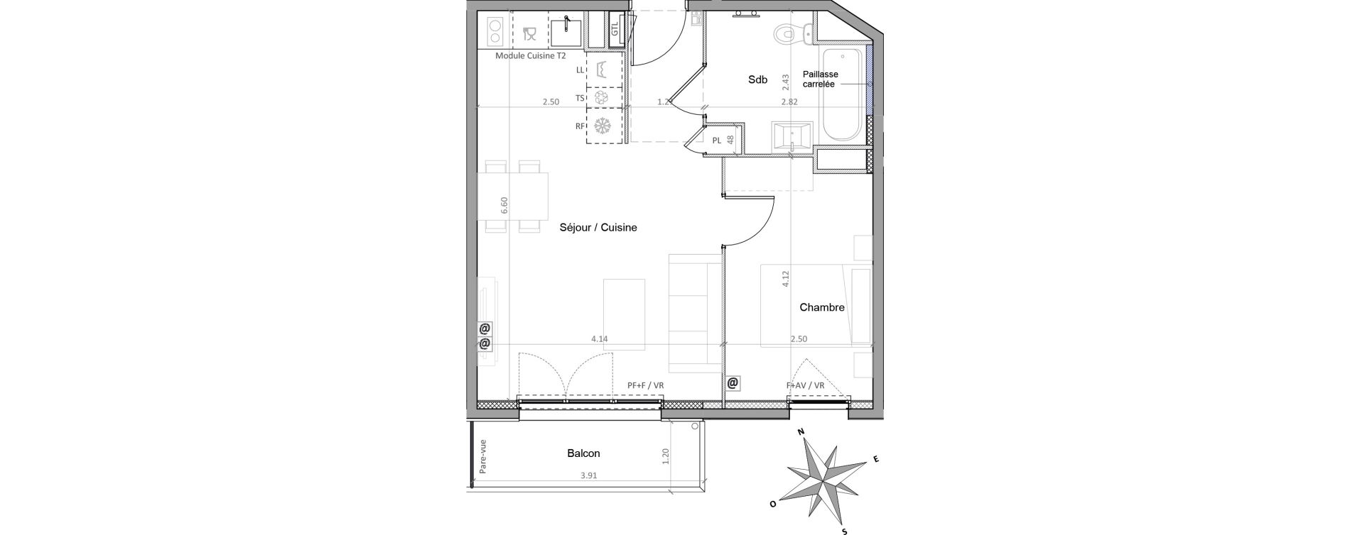 Appartement T2 de 41,65 m2 &agrave; Sainte-Genevi&egrave;ve-Des-Bois Victor hugo