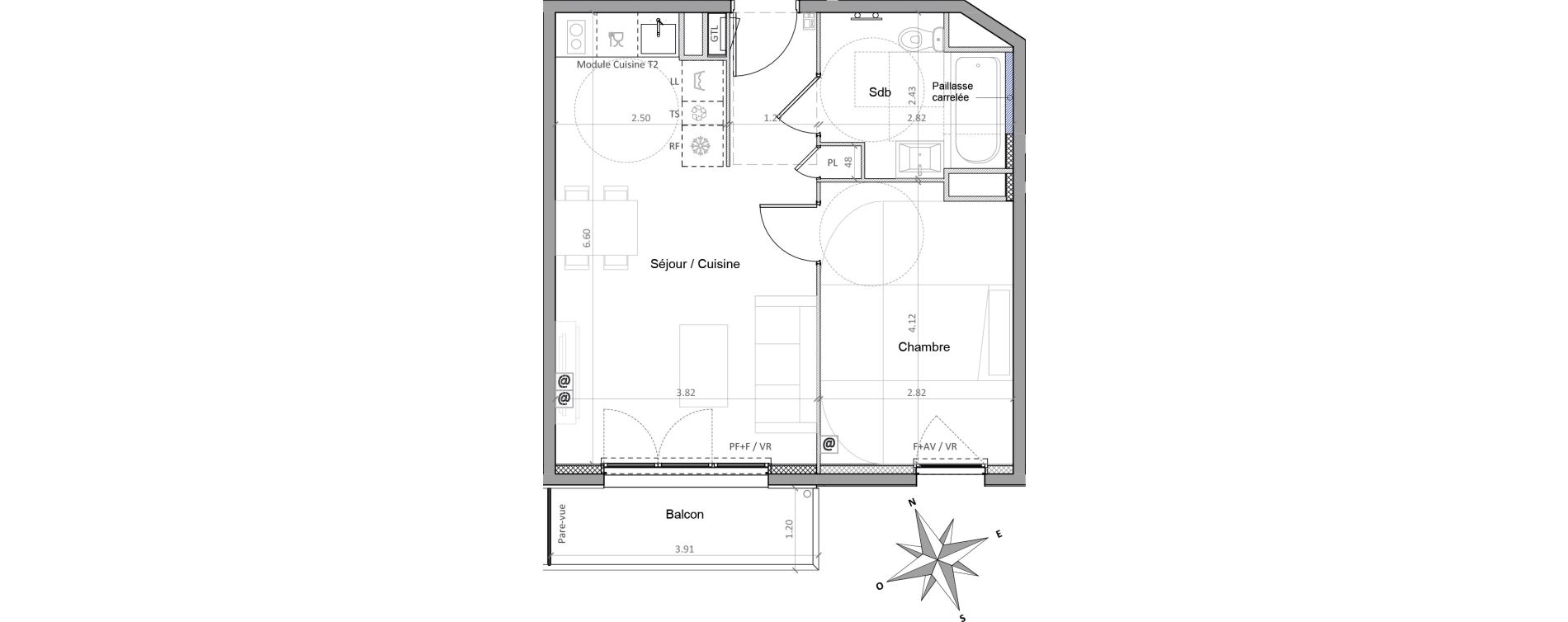 Appartement T2 de 41,65 m2 &agrave; Sainte-Genevi&egrave;ve-Des-Bois Victor hugo