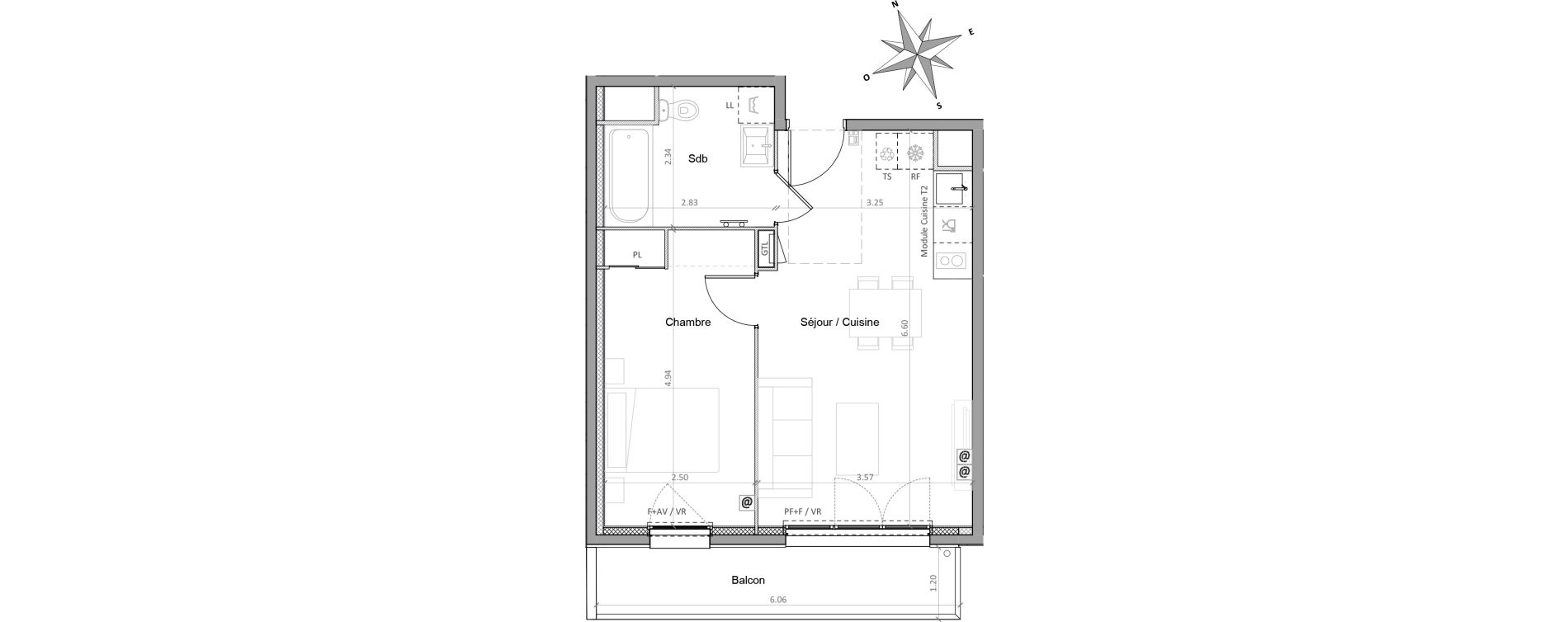 Appartement T2 de 40,71 m2 &agrave; Sainte-Genevi&egrave;ve-Des-Bois Victor hugo