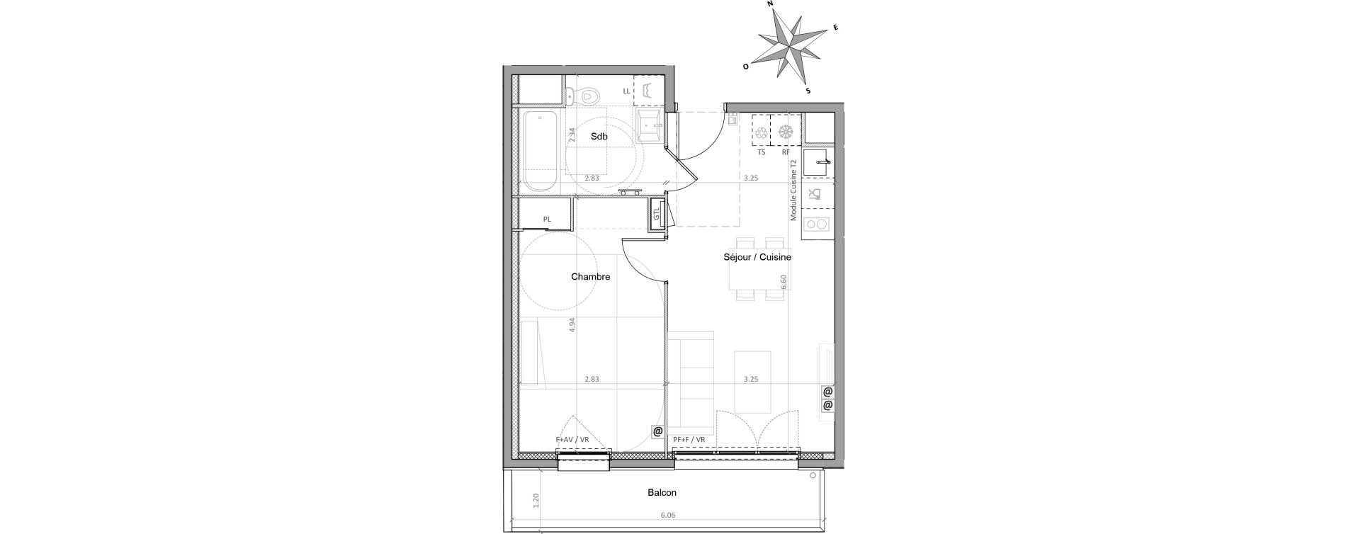 Appartement T2 de 40,71 m2 &agrave; Sainte-Genevi&egrave;ve-Des-Bois Victor hugo