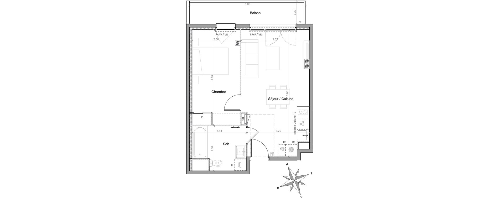Appartement T2 de 40,79 m2 &agrave; Sainte-Genevi&egrave;ve-Des-Bois Victor hugo