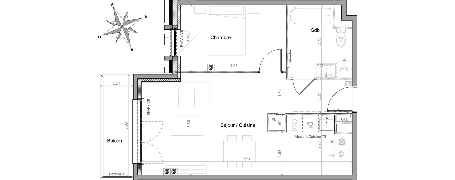 Appartement T2 de 44,57 m2 &agrave; Sainte-Genevi&egrave;ve-Des-Bois Victor hugo
