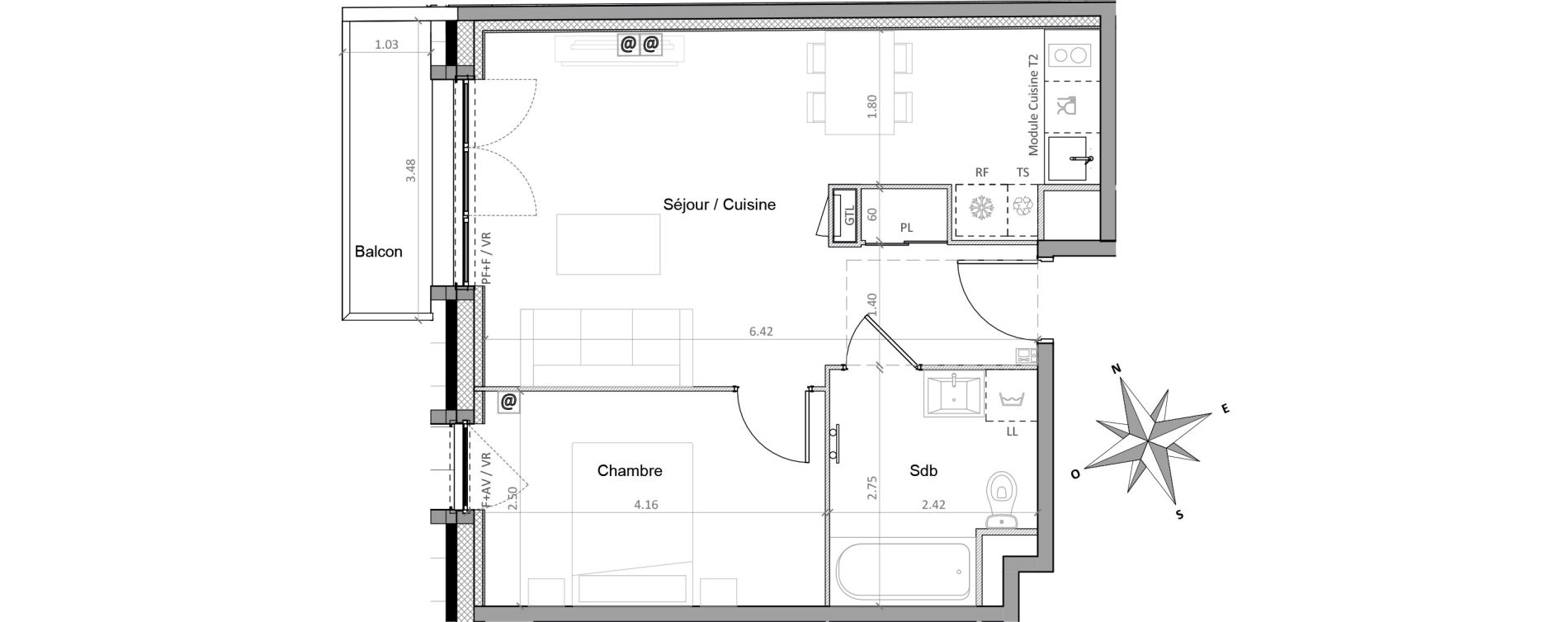 Appartement T2 de 43,08 m2 &agrave; Sainte-Genevi&egrave;ve-Des-Bois Victor hugo