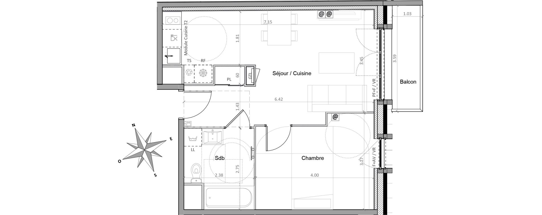 Appartement T2 de 43,84 m2 &agrave; Sainte-Genevi&egrave;ve-Des-Bois Victor hugo