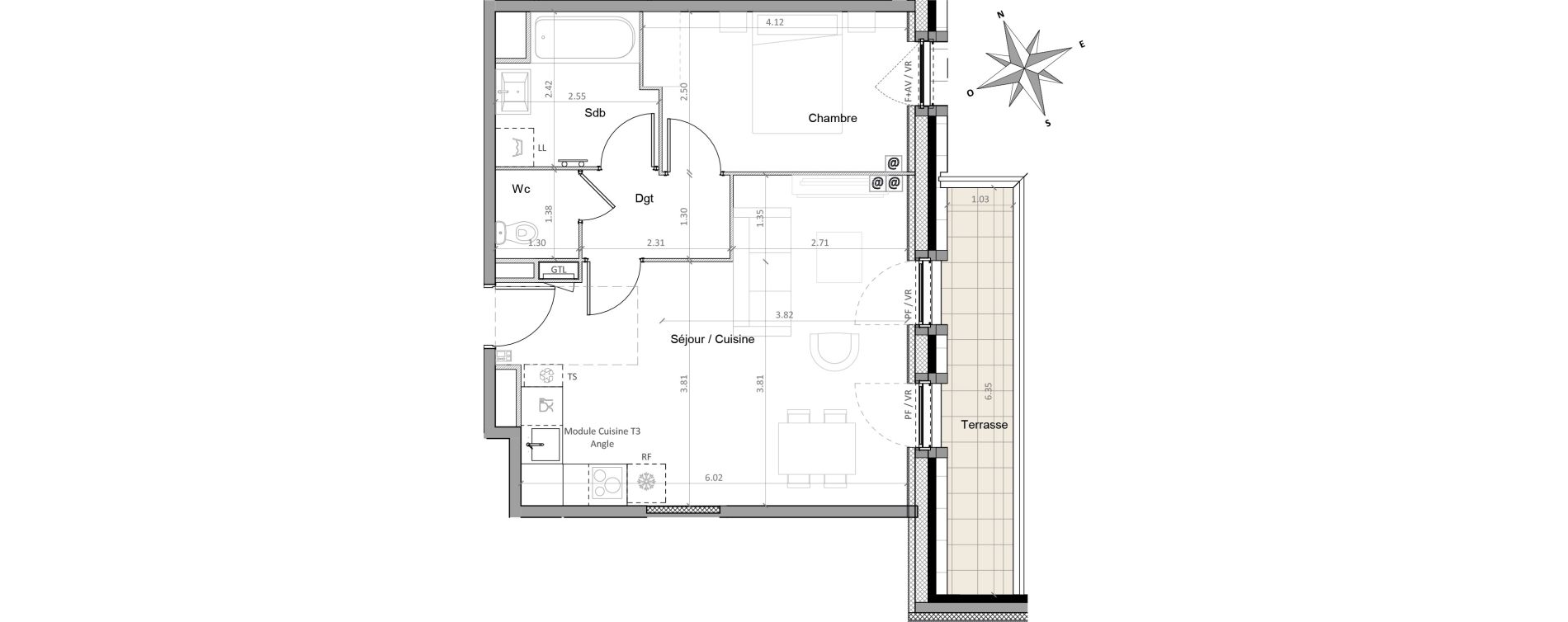 Appartement T2 de 47,07 m2 &agrave; Sainte-Genevi&egrave;ve-Des-Bois Victor hugo