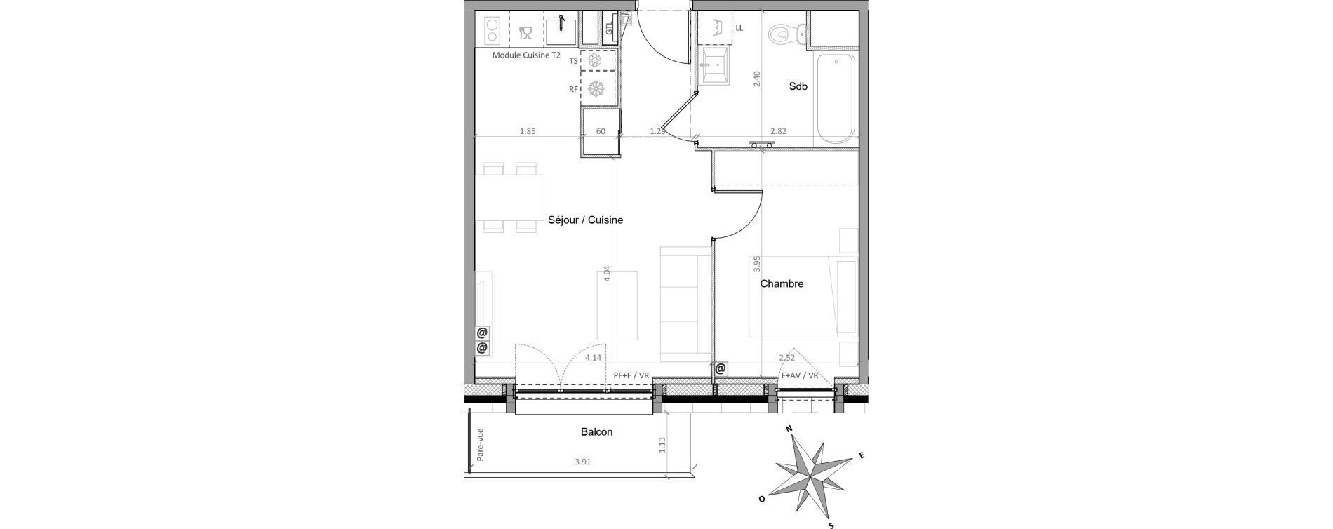 Appartement T2 de 41,49 m2 &agrave; Sainte-Genevi&egrave;ve-Des-Bois Victor hugo