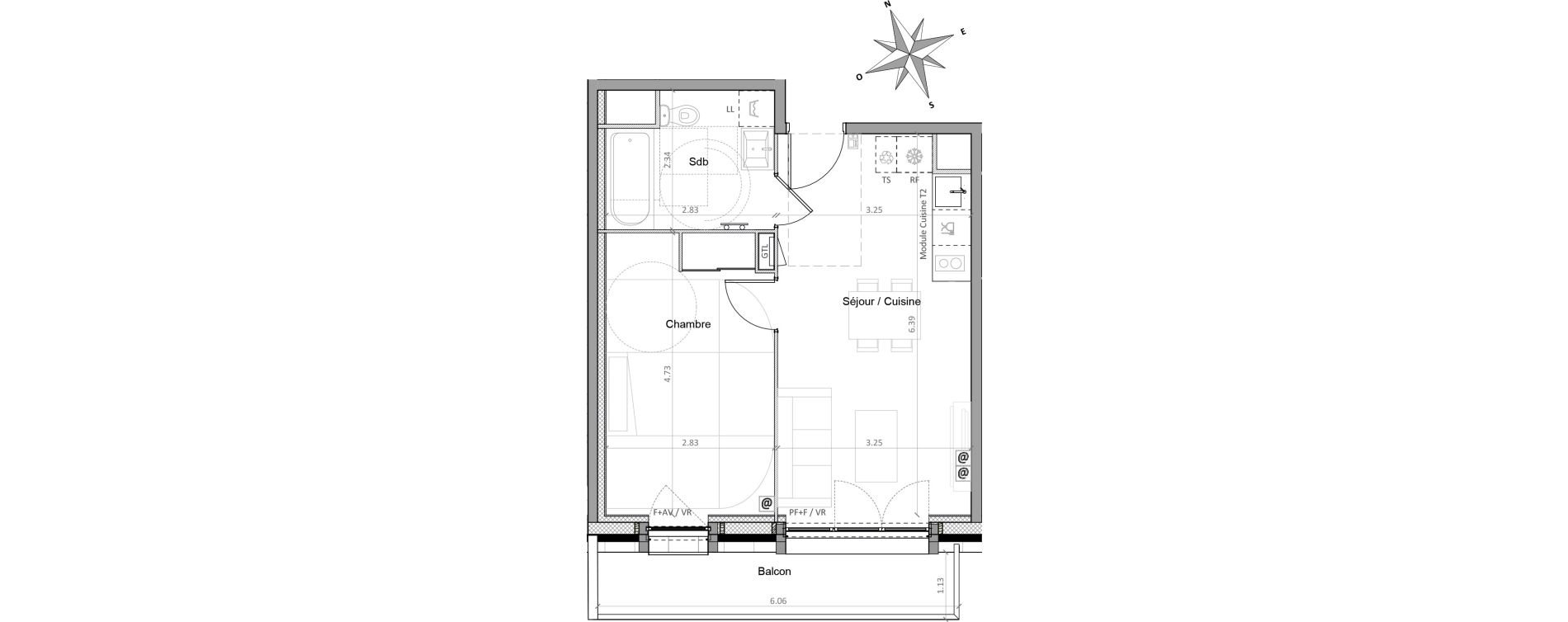 Appartement T2 de 39,88 m2 &agrave; Sainte-Genevi&egrave;ve-Des-Bois Victor hugo