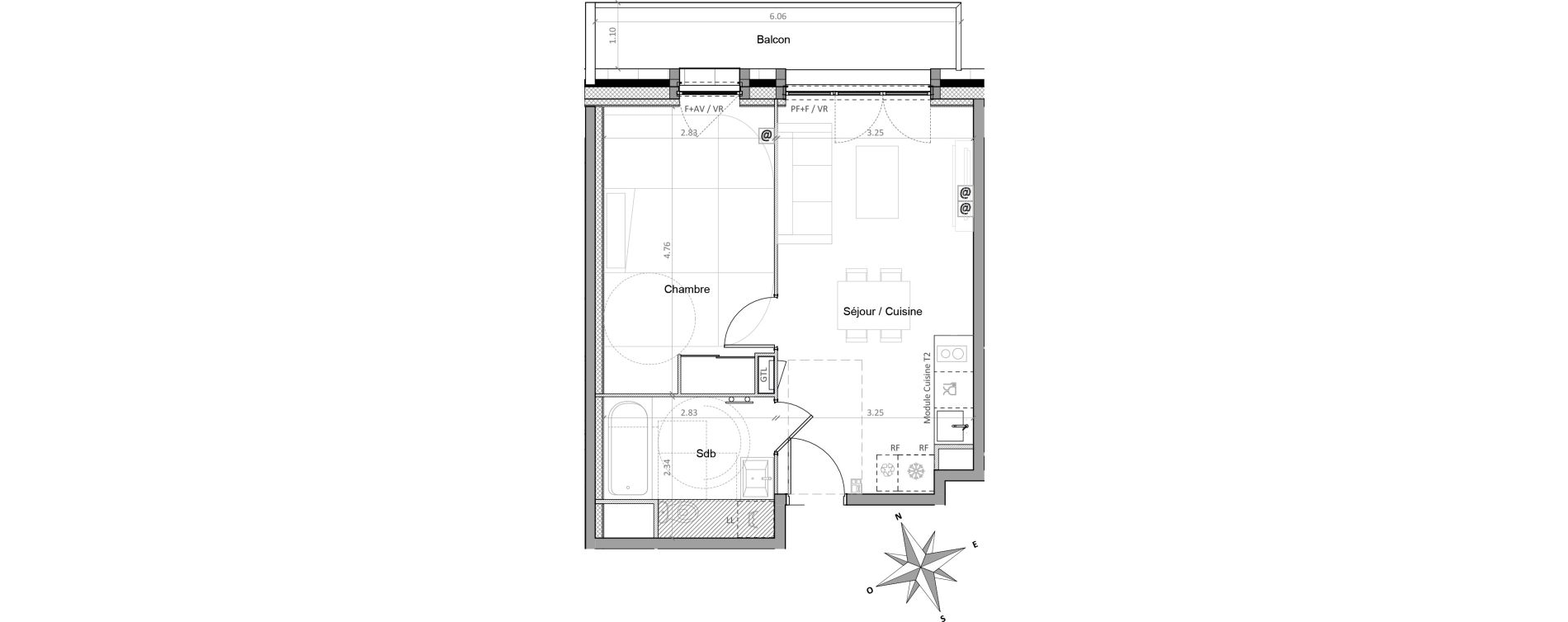 Appartement T2 de 39,91 m2 &agrave; Sainte-Genevi&egrave;ve-Des-Bois Victor hugo
