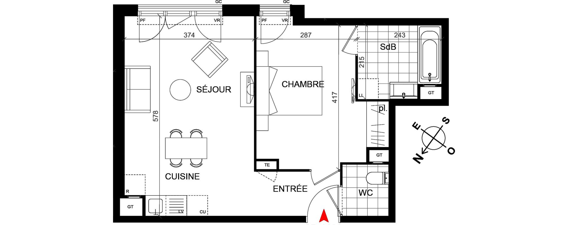 Appartement T2 de 44,80 m2 &agrave; Savigny-Sur-Orge Centre
