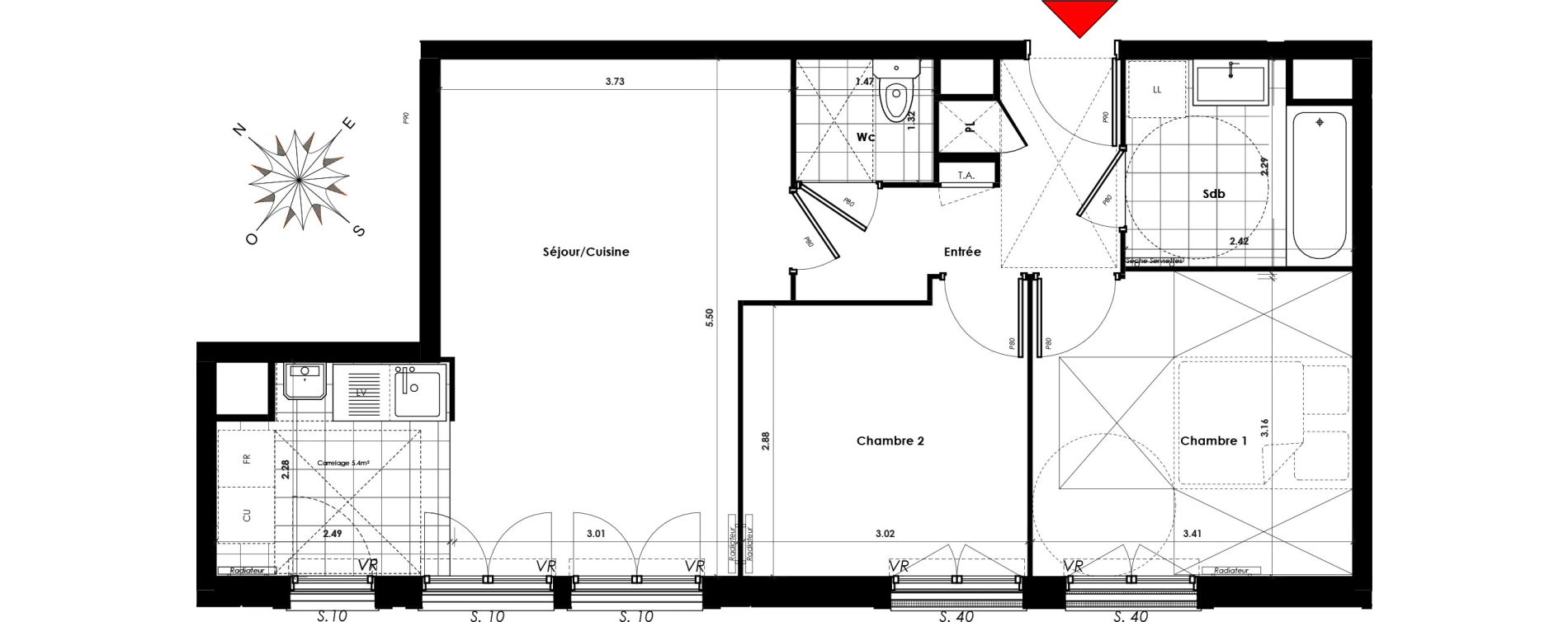 Appartement T3 de 56,48 m2 &agrave; Savigny-Sur-Orge Centre
