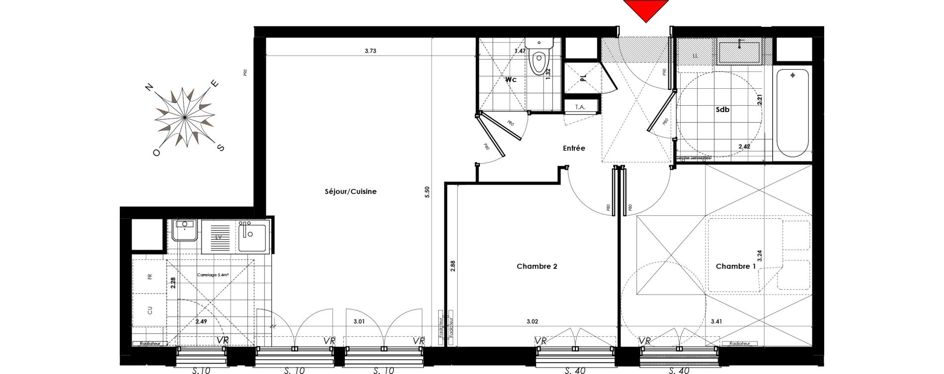 Appartement T3 de 56,49 m2 &agrave; Savigny-Sur-Orge Centre