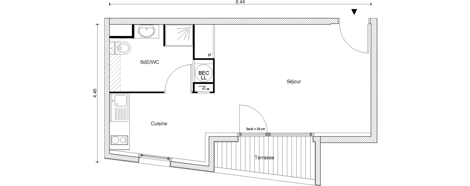 Appartement T1 bis de 31,13 m2 &agrave; Savigny-Sur-Orge Champagne - tilleul