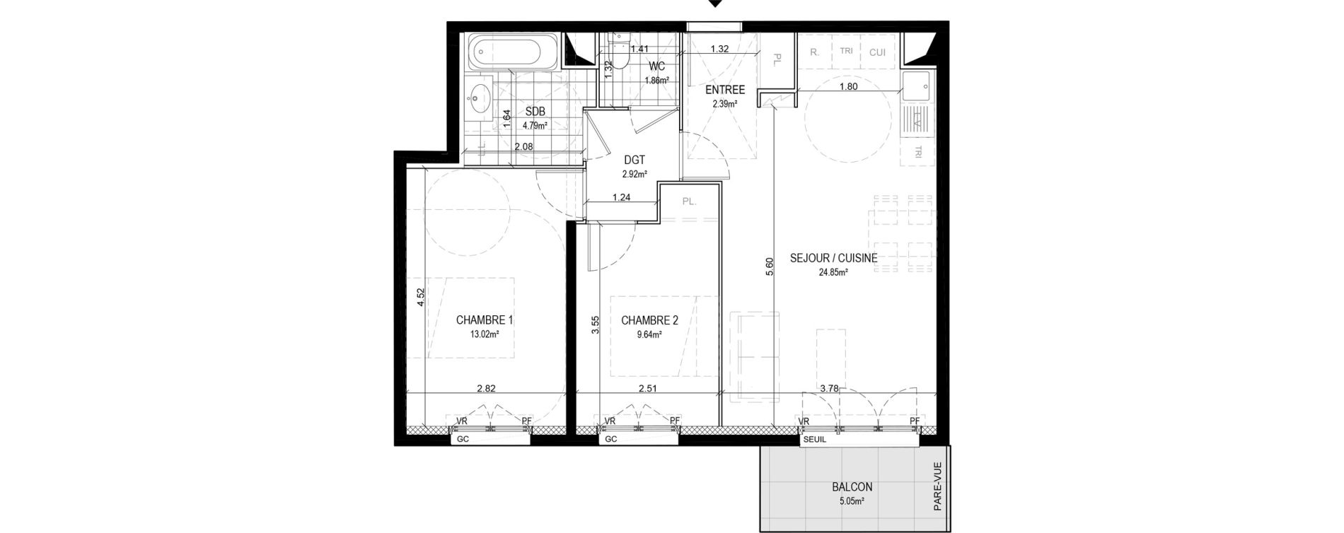 Appartement T3 de 59,47 m2 &agrave; Savigny-Sur-Orge Centre